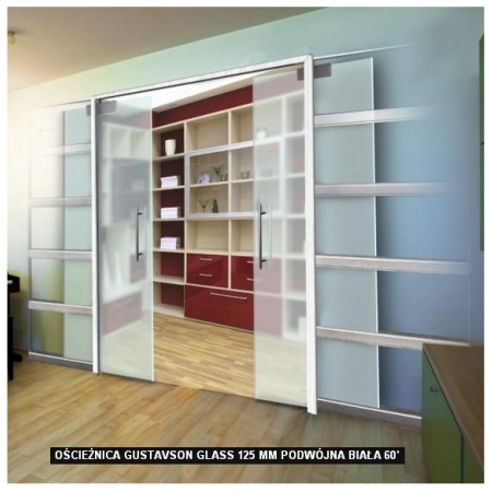 Ościeżnica Gustawson Glass 125mm podwójna biała 60