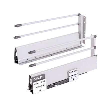 GametBOX wysoki z 2 relingami okrągłymi szary/biały 23, wysokość 218 mm, głębokość 500 mm