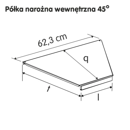 Półka narożna 45 stopni wewnętrzna