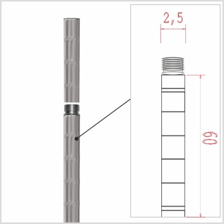 Noga do regału chromowanego środkowa Gwint M10