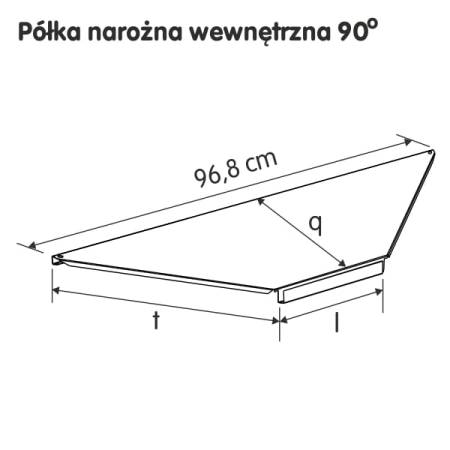 Półka narożna 90 stopni wewnętrzna