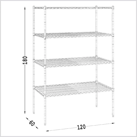 Regał chromowany 4 - półkowy Typ - 2 głębokość 60 cm